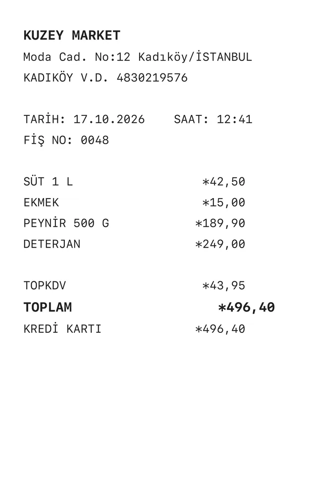 Keeptly fişi okunur bir dijital özet olarak saklar.